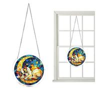 Acrylic Suncatcher Puzzles - Round Creator Sign 7.8 Inches | Animal Puzzle Style Ornaments for Tree, for Mom Man Birthday Door Garden Car