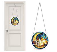 Acrylic Suncatcher - Rainbow Reflection Sign | Window Decor for Stained Glass Effect, Round Prism Interlocking Puzzle Design with Hanging Chain, Animal Art Ornament for Garden View