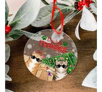 Acrylic Sunglasses Cat Christmas Style Christmas Tree Decoration Pendant