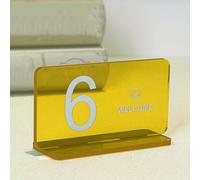 Acrylic Table Number Stand - Acrylic Double Sided Number Cards - 5cm Thick Rectangle Modern Design for Restaurants, Cafes, Coffee Shops, Digital Sign, Seat Card, Food Pickup Sign(Yellow,61-66)