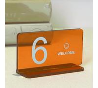 Acrylic Table Number Stand - Acrylic Double Sided Number Cards - 5cm Thick Rectangle Modern Design for Restaurants, Cafes, Coffee Shops, Digital Sign, Seat Card, Food Pickup Sign(Orange,61-66)