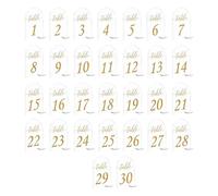 Acrylic Table Signs, Clear Arch Acrylic Sign, Gold Printed 1-30 Sheets with Solid Supporting Base, Versatile Elegant Wedding Reception Numbers for Organizing Seating, and Decorating Tables