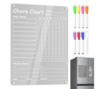 Acrylic Task Chart | Responsibility Table with Daily and Weekly Prizes - Magnetic Bookable Chalkboard Planner for Home Family Children Organization