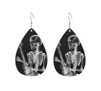 Acrylic Teardrop Earrings For Women Hoop Earrings Abstract X-Ray Skull Skeleton Playing Guitar Drop Dangle Earrings Fashion Boho Silver Teardrop Earring Jewelry Gifts, One Size, No Gemstone