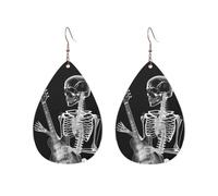 Acrylic Teardrop Earrings For Women Hoop Earrings Abstract X-Ray Skull Skeleton Playing Guitar Drop Dangle Earrings Fashion Boho Silver Teardrop Earring Jewelry Gifts, One Size, No Gemstone