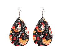 Acrylic Teardrop Earrings For Women Hoop Earrings Cute Rooster Chickens Drop Dangle Earrings Fashion Boho Silver Teardrop Earring Jewelry Gifts, One Size, No Gemstone