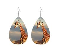 Acrylic Teardrop Earrings For Women Hoop Earrings Giraffe Animals Of Africa Drop Dangle Earrings Fashion Boho Silver Teardrop Earring Jewelry Gifts