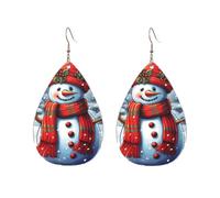 Acrylic Teardrop Earrings For Women Hoop Earrings Red Snowman Scraf Drop Dangle Earrings Fashion Boho Silver Teardrop Earring Jewelry Gifts