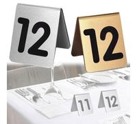 Acrylic Tent Style Stackable Table Number Cards, Silver/gold Double-Sided Tabletop Number Sign 1-10 1-20, Rounded Corner Design, Thickness 5mm Place Cards For Restaurants And Cafes(Gold,1-20)