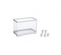 ＡＷＨＡＯ Acrylic Terrarium Reptile Enclosure Tank Habitat With Clear View On All Ventilation Port And Sliding Access Lid Reinforced PET Build suitable for desktop shelf small pet care, White, L