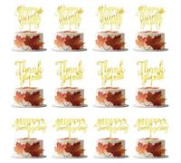 Acrylic Thanksgiving Day Cake Toppers - for Fall Thanksgiving Baby Showers,Happy Thanks giving Day and Pumpkin Theme Decorations Supplies(Acrylic -12PCS)