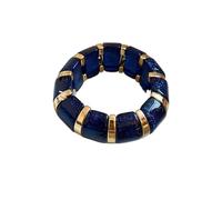 Acrylic Thick Elastic Stackable Bracelet, Resin Gilded Wide Wristband for Four Seasons Wear(Blue)