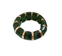 Acrylic Thick Elastic Stackable Bracelet, Resin Gilded Wide Wristband for Four Seasons Wear(Green)