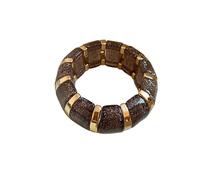 Acrylic Thick Elastic Stackable Bracelet, Resin Gilded Wide Wristband for Four Seasons Wear(Grey)