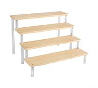 Acrylic Tiered Organizer Rack on Wooden Ladder Frame for Blind Box | Cosmetic Perfume Storage Shelf Rustic Wood Modern Decor for Countertop