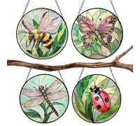 Acrylic Tinted Glass Suncatcher, Round Animal Panel, Decorative Hanging Function, Perfect for Mummy, Lady, Grandma, Suncatcher Ornament Collar