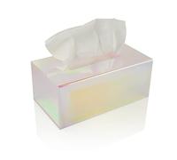 Acrylic Tissue Box Holder, Clear Dispenser for Facial Tissues, Napkins, and Dryer Sheets. Perfect for Bathrooms, Desks, Countertops, Vanities, Bedrooms, and Nightstands (Rectangle, Iridescent)
