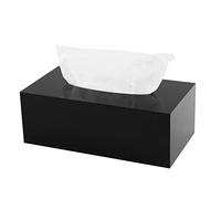 Acrylic Tissue Box Holder, PITBVO Rectangular Shiny Black Tissue Box Cover, Table Dryer Sheet Dispenser for Car, Bathroom, Bedroom, Kitchen, Office, Living Room, Counter