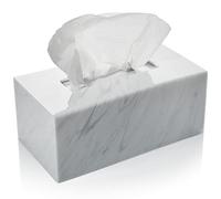 Acrylic Tissue Box Holder, Rectangle Dispenser for Facial Tissues, Napkins, and Dryer Sheets. Perfect for Bathrooms, Desks, Countertops, Vanities, Bedrooms, and Nightstands (Rectangle, Marble)