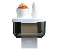 Acrylic Tissue Box Tissue Dispenser, Rectangular Tissue Box Cover with Storage Tray, Napkin Paper Boxes for Bathroom, Office Table, Countertop (Black)