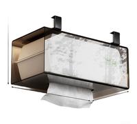Acrylic Tissue Storage Box Wall Mounted for Bedroom Dorm Bathroom with Extended Slot Hanging Design and Modern Square Look (Gray)