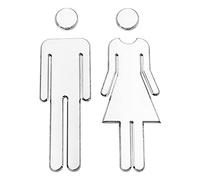 Acrylic Toilet Sign | Multicolor 20x6.5cm Restroom Sign: Wall Door Decals(Silver)