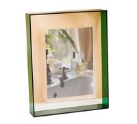 Acrylic Transparent Color Border Photo Frame for Desk Display, Creative Rectangular Picture Holder, Clear Front, Decorative for Home or Office, Blue (green)