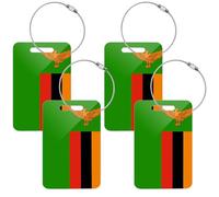 Acrylic Travel Bag Tag Airline Tags for Luggage Baggage Tag 2 Pack Suitcase Tag Smallx2 Zambia Flag