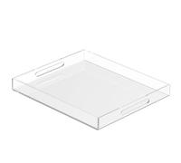 Acrylic Tray 20x16 with Cut Handles - Spill Proof Decorative Tray is an Ideal Countertop Organizer for Living Rooms, Ottoman Coffee Tables, Offices, Kitchens & Serving Guests