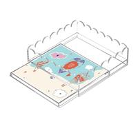 Acrylic Tray with Insert, Acrylic Scalloped Tray with Photo Insert, Clear Display Holder Desktop Accessories for Arts & Crafts Messages Vanity Bathroom Kitchen Apartment