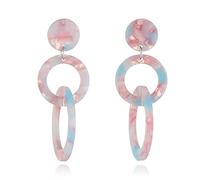Acrylic Trible Round Circle Dangle Earrings Colorful Resin Geometric Tassel Drop Stud Earrings Lightweight Retro Party 70s 80s Jewerly Gift for Women, big, Acrylic, No Gemstone