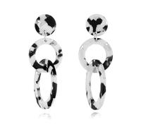 Acrylic Trible Round Circle Dangle Earrings for Women Girls Resin Geometric Tassel Drop Dangling Stud Hypoallergenic Lightweight Retro Y2K Party 70s 80s 90s Jewelry Gifts for Sister BFF (White)