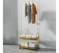 Acrylic Trolley with Hanging Rod - Multifunctional Rolling Coat Rack with Lockable Wheels for Bedroom & Living Room rage Solutions