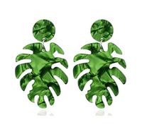 Acrylic Tropical Palm Leaf Earrings for Women Colorful Hawaiian Monstera Leaf Dangle Earrings Lightweight Boho Summer Vacation Jewelry, Acrylic, No Gemstone