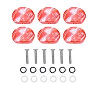 Acrylic Tuning Peg Buttons for Guitar Machine Heads Elegant and Set of 6 Pieces for Acoustic and Electric Guitars (Oval white pearls) (Oval crimson stone pattern)