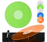 Acrylic Turntable Slipmat - 12” Fluorescent Vinyl Record Pad, Anti-Static & Slip-Resistant, Improved Bass & Resonance Reduction, Music Armor Platter Mat for LP Players, Audiophile Gift (Green)