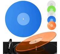 Acrylic Turntable Slipmat - 12” Fluorescent Vinyl Record Pad, Anti-Static & Slip-Resistant, Improved Bass & Resonance Reduction, Music Armor Platter Mat for LP Players, Audiophile Gift (Blue)