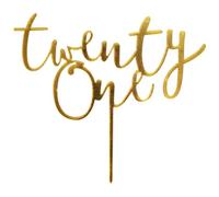 Acrylic Twenty One Cake Topper, Gold Glitter 21th Happy Birthday Cake Toppers Decorations for Him Her, 21th Anniversary Party Decorations Supplies Party Decor