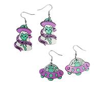 Acrylic UFO Aliens Drop Dangle Earrings Creative Space Earrings Set Funny Cat Novelty Earrings Cute Jewelry Gift for Women, S, Acrylic, No Gemstone