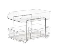 Acrylic Under Sink 2-Tier Sliding Shelf with Dividers for Kitchen Bathroom Space Saving Storage Kitchen Bathroom Storage Rack