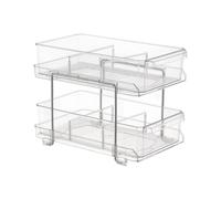 Acrylic Under Sink 2-Tier Sliding Shelf with Dividers for Kitchen Bathroom Space Saving Storage Kitchen Bathroom Storage Rack