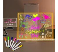 Acrylic USB Dry Erase Board with Stand 30×20 CM Warm Dimming Light up Whiteboard 7 Color Pen Brightness Adjustable Creative Message Board Note Planning Memo Desk Lamp Home Decor Gift for Kid