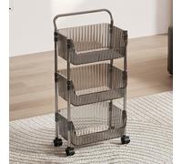 Acrylic Utility Cart, Multifunction Storage Trolley with Wheels and Handle, Movable 2 Tier Shelves for Bathroom, Kitchen, Office