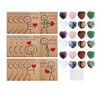 Acrylic Valentine Heart Card - 24 Count, Festive Greeting Decoration Pack, Assorted Love Note, Heart Shape Design | Sweet Sentiment Gift For Her Boys Girls Wife Girlfriend Classroom Party School Excha