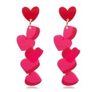 Acrylic Valentine's Day Cute Heart Earrings Creative Love Key Envelope Heart Earrings Pink Love Valentine's Day Jewelry for Women Charm Gift (Long Heart)
