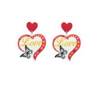 Acrylic Valentine's Day Cute Heart Shaped Earrings Creative Love Heart Shaped Earrings Pink Love Valentine's Day Jewelry Women's Charm Gift, One size, Crystal, No Gemstone