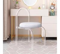 Acrylic Vanity Chair with Velvet Cushion, Stackable Modern Dining Stool, Transparent Design for Makeup Room and Bedroom Accent