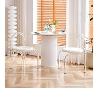 Acrylic Vanity Chair with Velvet Cushion - Stackable Modern Transparent Stool for Makeup Room Accent Side Chair for Bedroom