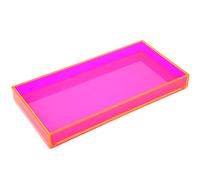 Acrylic Vanity Tray Makeup Perfume Jewelry 12x6 Small Decorative Tray for Bathroom Dresser Candles Sink Counter Neon Pink