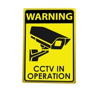 Acrylic Video Security Warning Sign Yellow for Cctv Monitoring